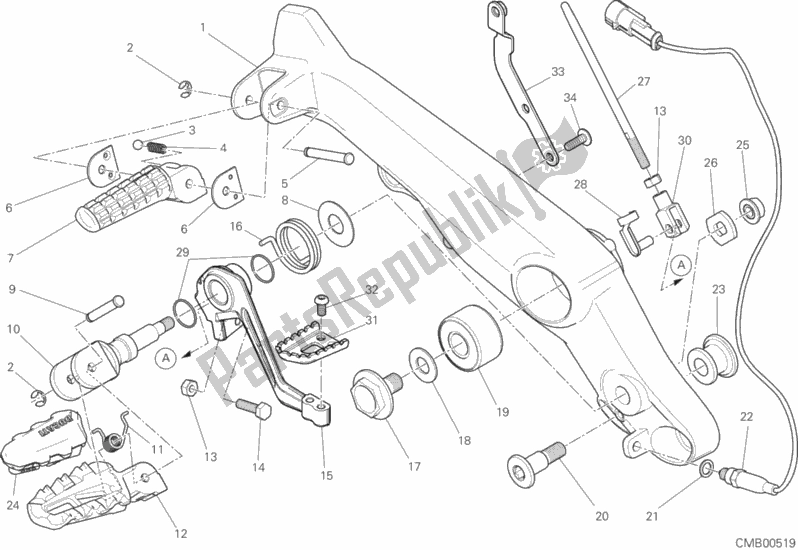 Toutes les pièces pour le Repose-pieds Droit du Ducati Scrambler 1100 Sport PRO 2020